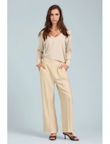 Take two - pantapalazzo in plisse dk03012 beige