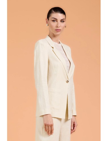 Take two - giacca sartoriale in lino dk03019 beige