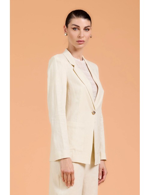 Take two - giacca sartoriale in lino dk03019 beige
