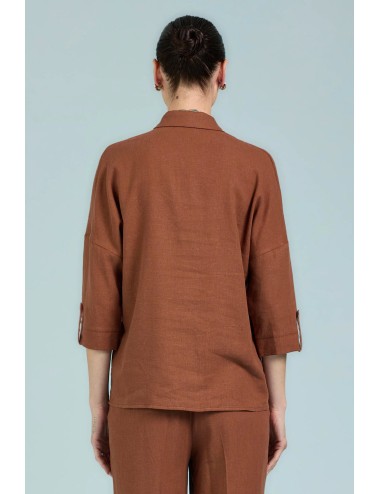 Take two - camicia sartoriale in lino dk03020 mocha