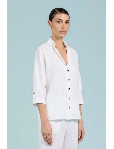 Take two - camicia sartoriale in lino dk03020 bianco