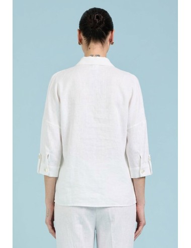 Take two - camicia sartoriale in lino dk03020 bianco