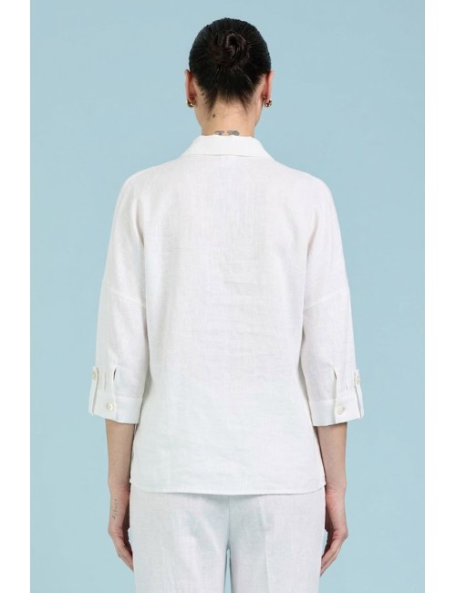 Take two - camicia sartoriale in lino dk03020 bianco
