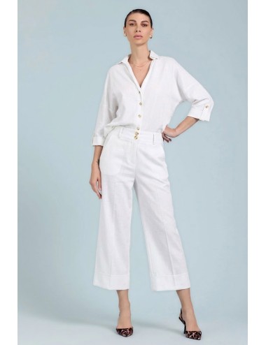 Take two - camicia sartoriale in lino dk03020 bianco