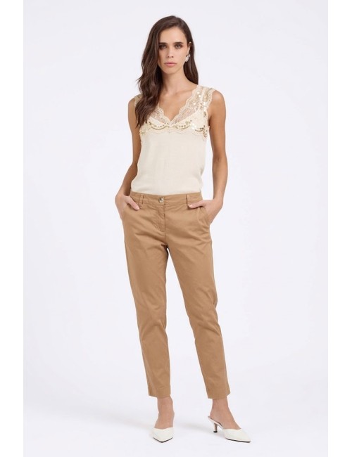 Take two - pantalone marisa in raso dk03100 toffee