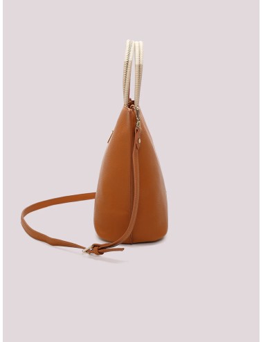 Mimi muà - borsa shopping con manico intrecciato m8-y201371 cuoio