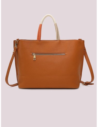 Mimi muà - borsa shopping con manico intrecciato m8-y201371 cuoio