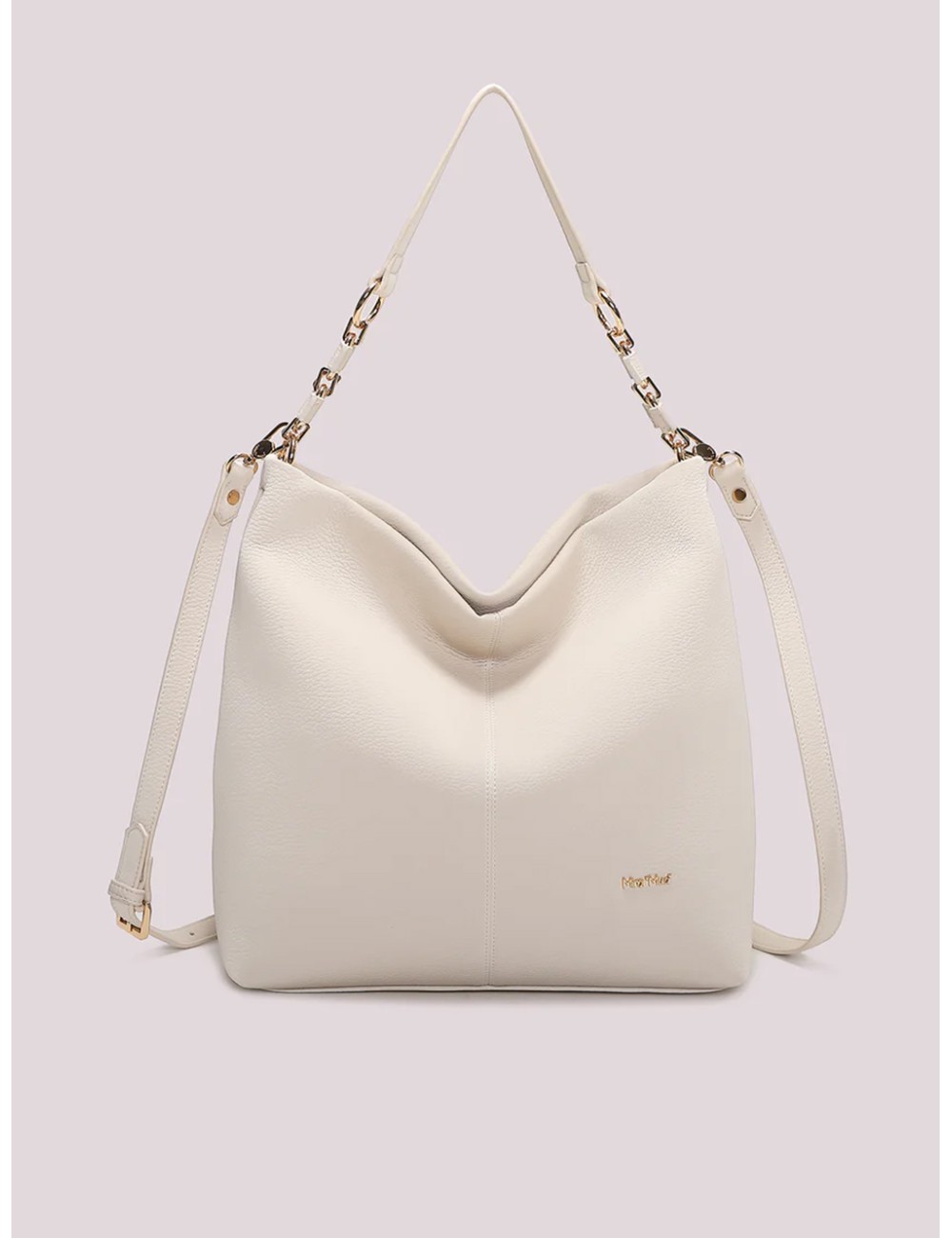 Mimi muà - borsa a spalla con catena sul manico m8-h201409 panna