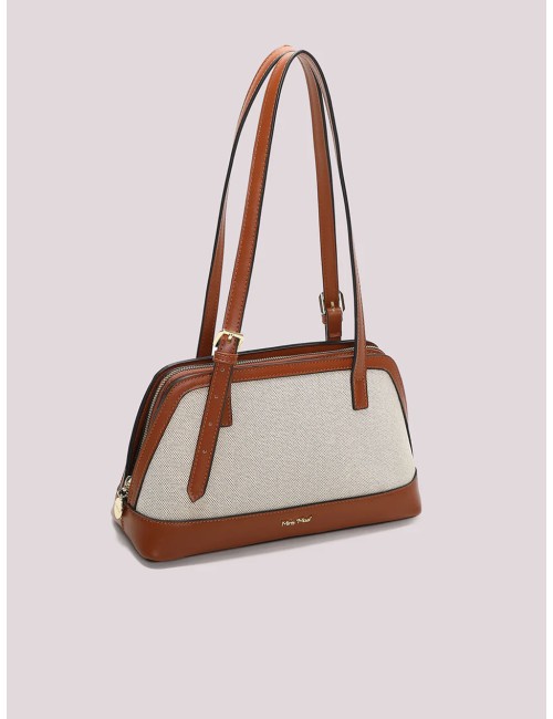Mimi muà - borsa a spalla in canvas m8-j201461 cuoio