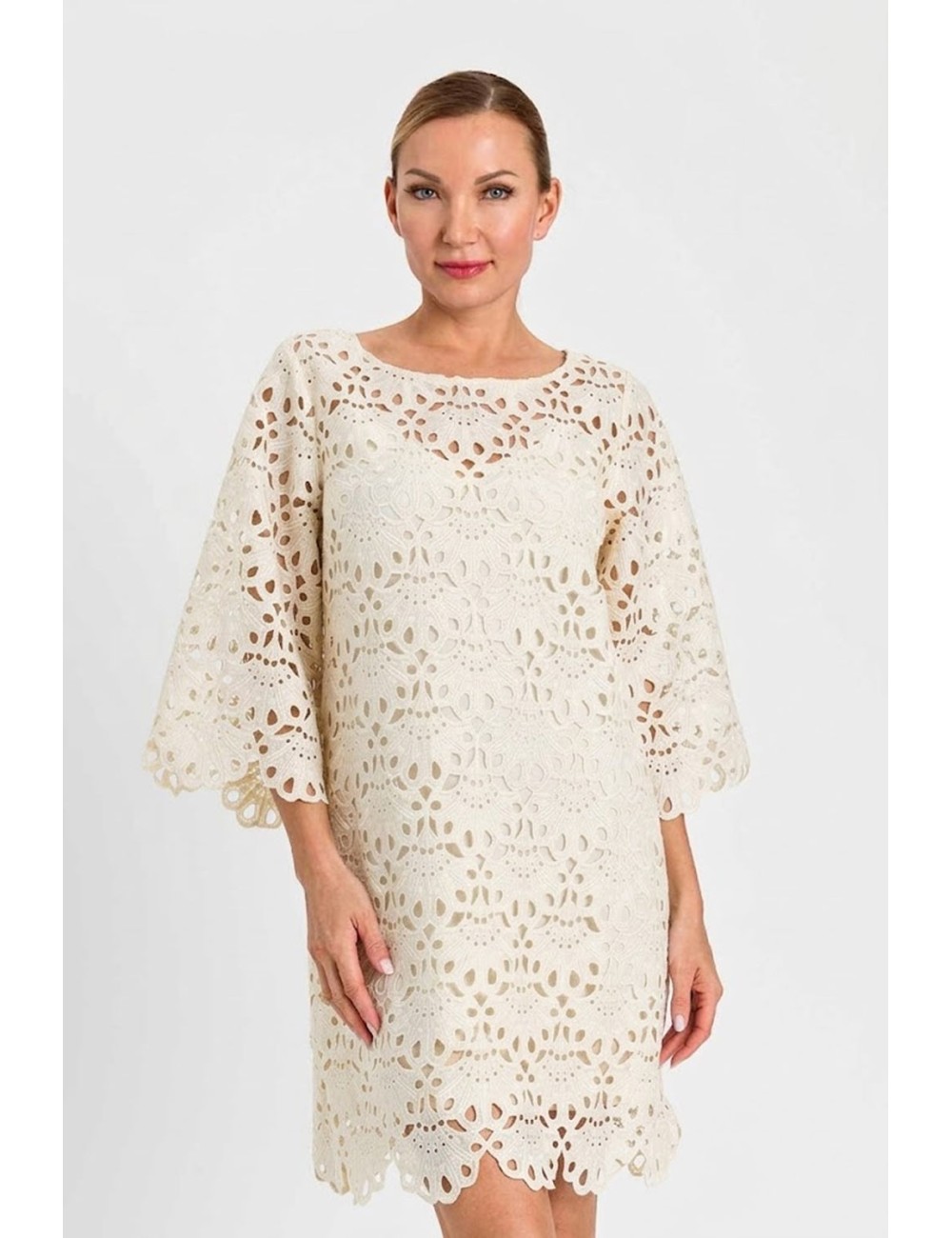 Twinset - abito off-white in pizzo 261lm2cee 00526