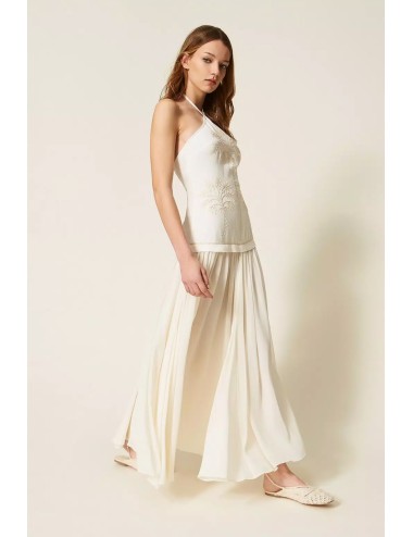 Twinset - abito lungo in misto lino e georgette 261lm2mdd 13584
