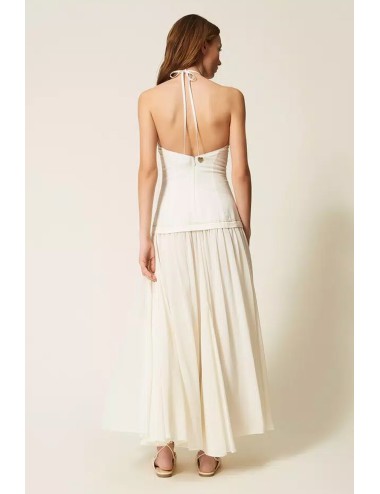 Twinset - abito lungo in misto lino e georgette 261lm2mdd 13584