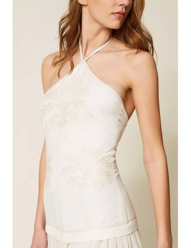 Twinset - abito lungo in misto lino e georgette 261lm2mdd 13584