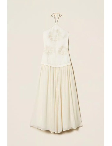 Twinset - abito lungo in misto lino e georgette 261lm2mdd 13584