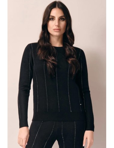 White wise - girocollo gessato strass ww19187 vu nero