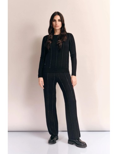 White wise - girocollo gessato strass ww19187 vu nero