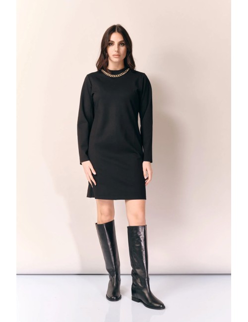 White wise - abito in punto milano con catena ww19354 nero