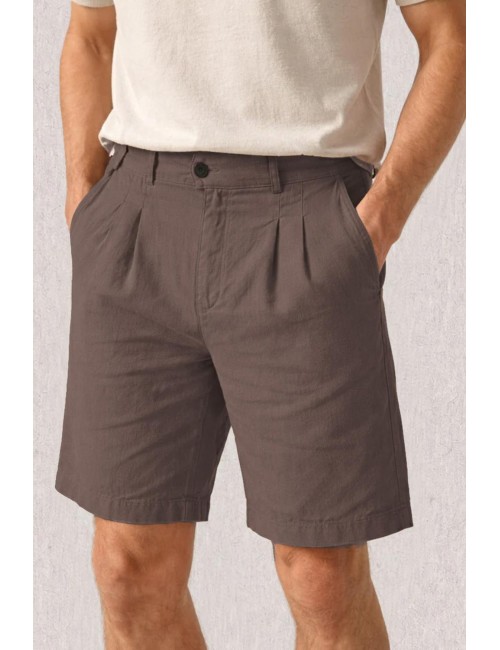 Athoa - bermuda con plisse ath.ss6.bs511 fango