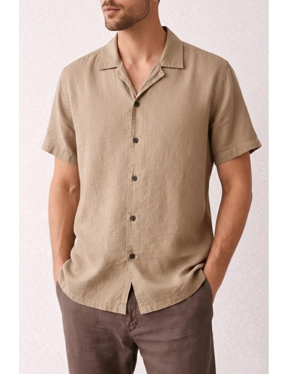 Athoa - camicia m/m in lino ath.ss5.sh417emp-beige