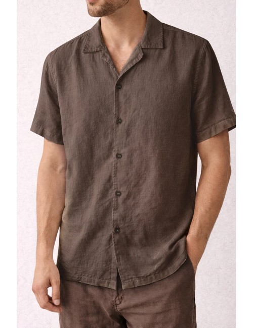 Athoa - camicia m/m in lino ath.ss5.sh417emp-fango