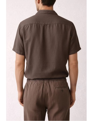 Athoa - camicia m/m in lino ath.ss5.sh417emp-fango