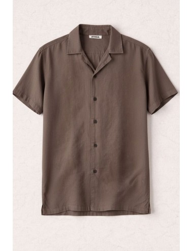Athoa - camicia m/m in lino ath.ss5.sh417emp-fango