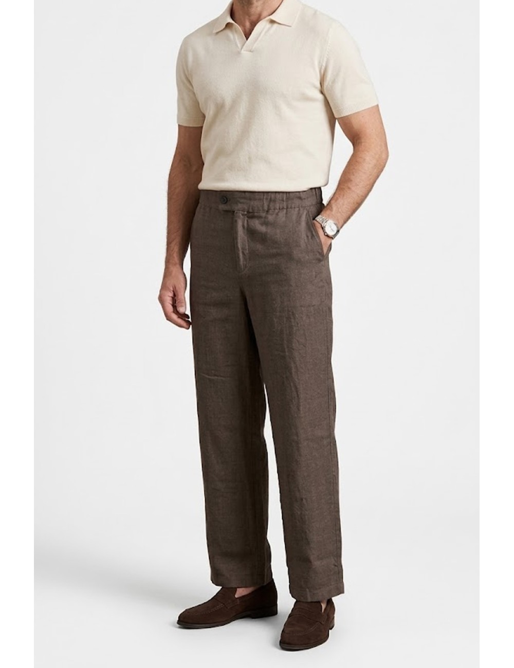 Athoa - pantaloni in lino ath.ss6.p537 fango