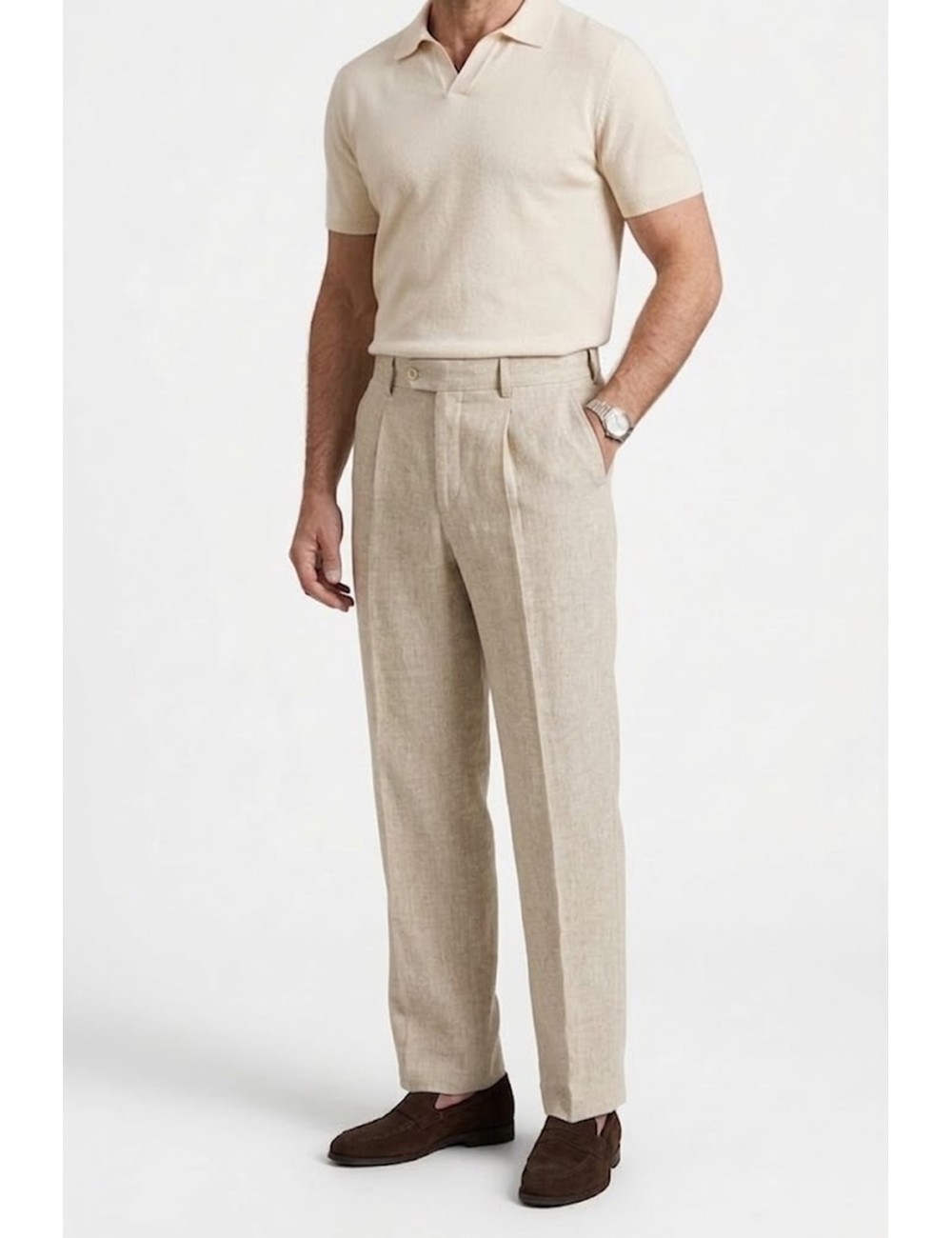 Athoa - pantaloni in lino ath.ss6.p537 beige