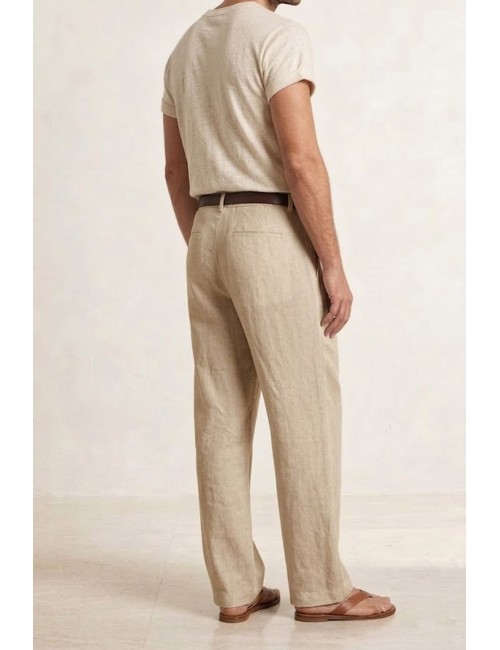 Athoa - pantaloni in lino ath.ss6.p537 beige