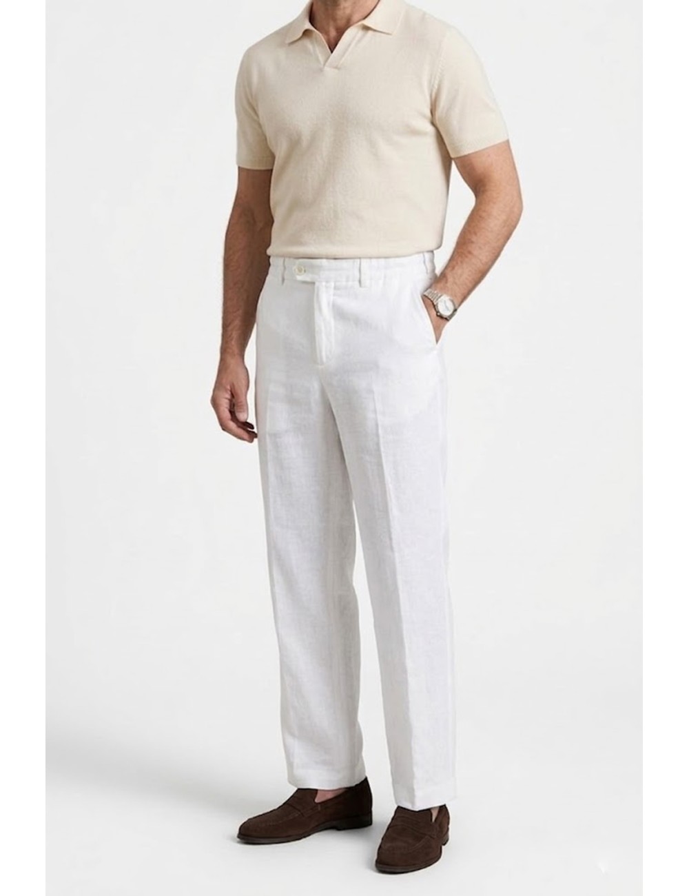 Athoa - pantaloni in lino ath.ss6.p537 bianco