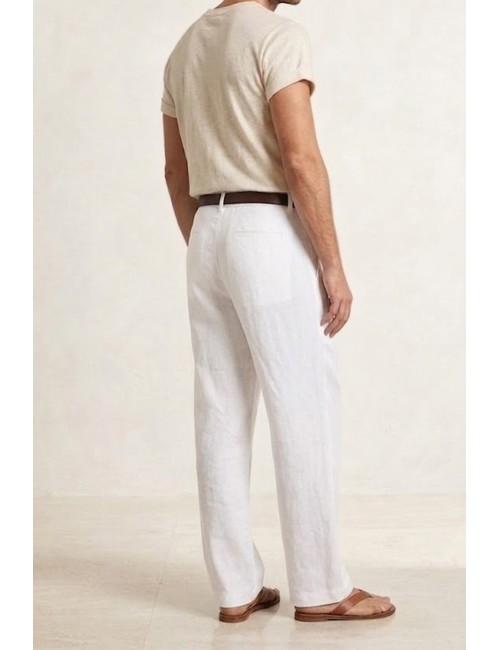 Athoa - pantaloni in lino ath.ss6.p537 bianco