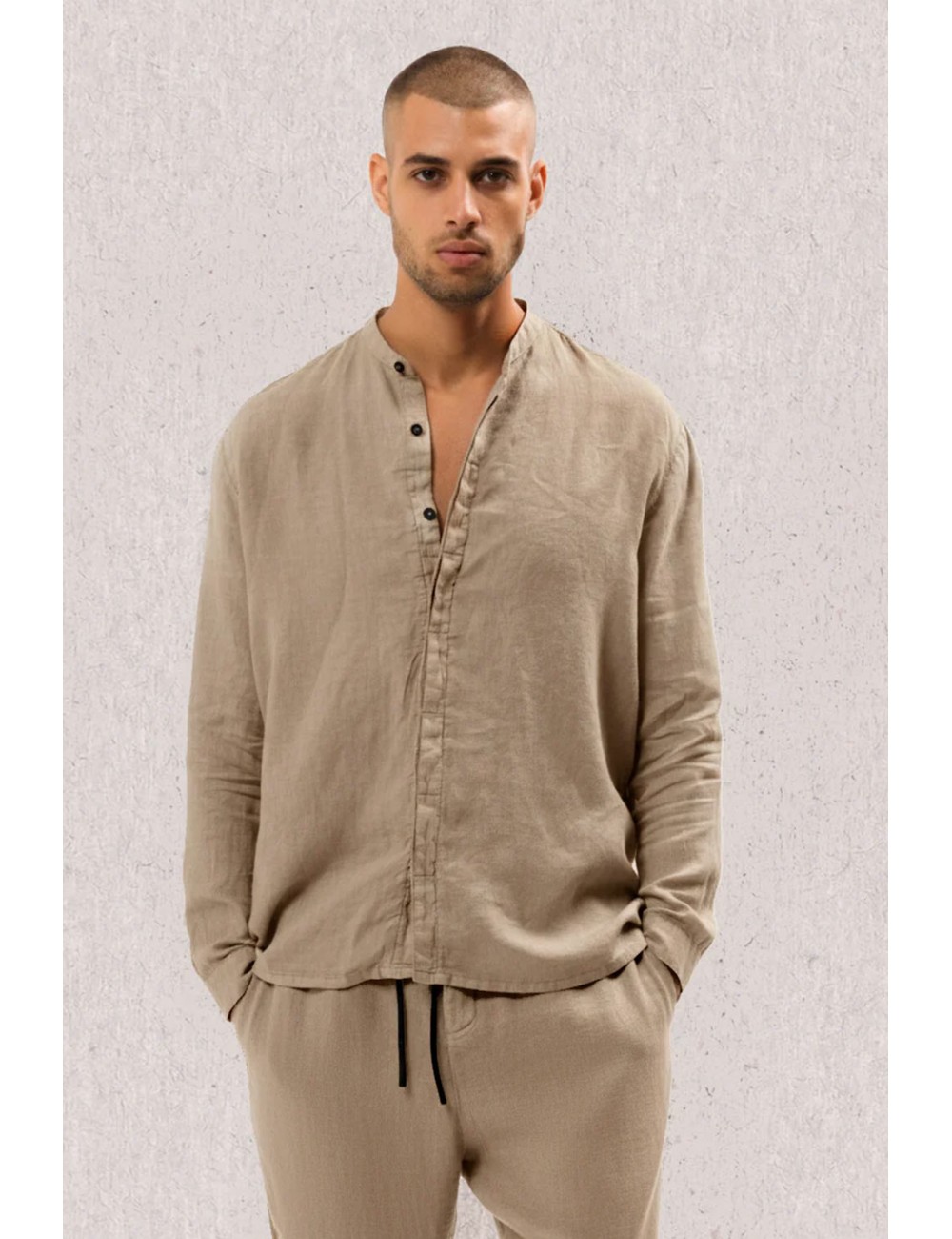 Athoa - camicia coreana ath.ss2.sh105 beige