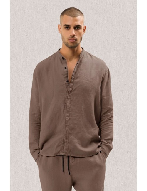 Athoa - camicia coreana ath.ss2.sh105 fango