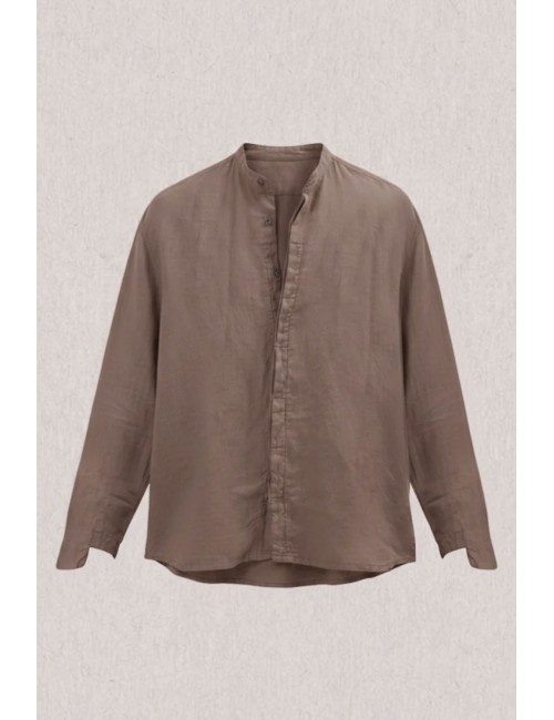 Athoa - camicia coreana ath.ss2.sh105 fango