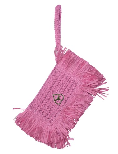 Miss bikini - pochette in rafia con frange v6002a tex mix rosa