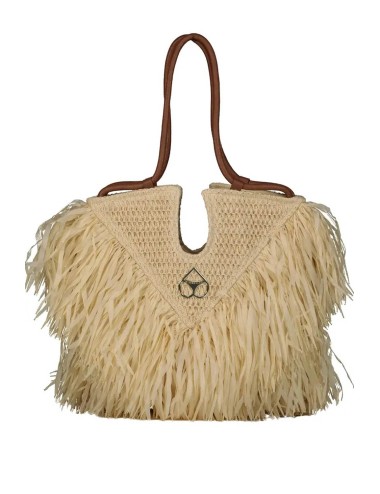 Miss bikini - borsa in eco rafia con frange v6003a tex mix natu