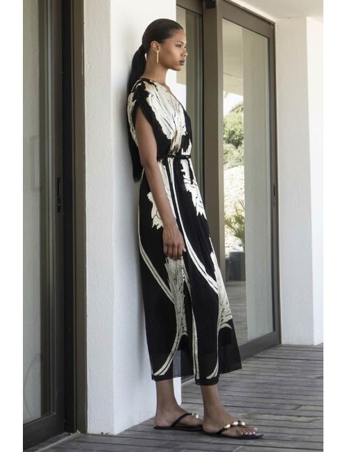 Aggèl - abito midi in plisse metallizzato con dettagli in maglia ss63121kf