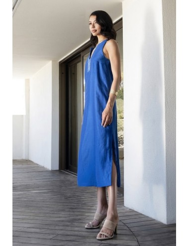 Aggèl - abito midi semitrasparente ss63142kf royal blu