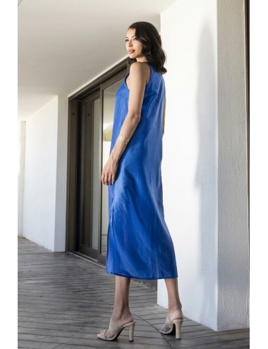 Aggèl - abito midi semitrasparente ss63142kf royal blu