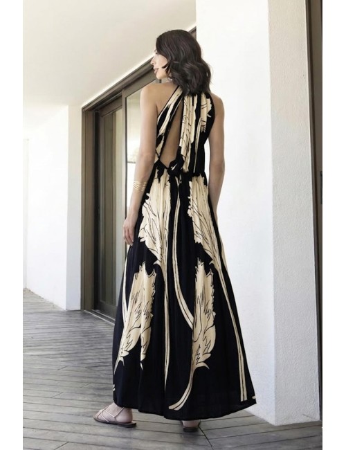 Aggèl - abito midi in plisse metallizzato con dettagli in maglia ss63151kf black