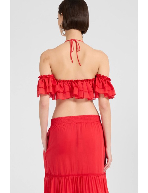 Ermanno scervino - top a fascia con volant d484l610xyr r4821