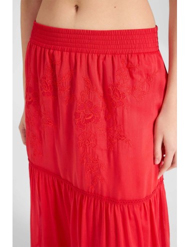 Ermanno scervino - gonna lunga con balze e inserto in pizzo d484o608xyr r4821