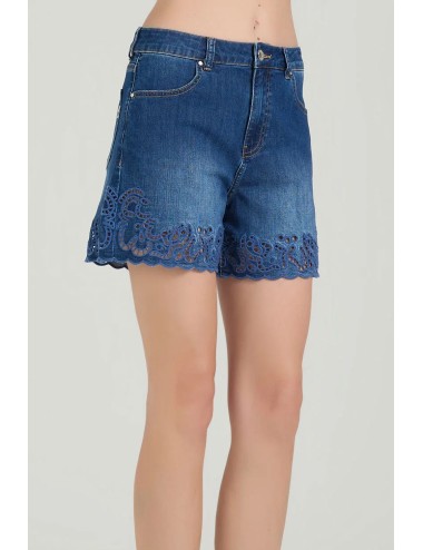 Take two - short flara con ricami dk02146 denim