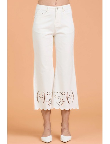 Take two - lily gabardina stretch con fondo ricamo dk02210 bianco