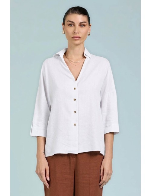 Take two - camicia sartoriale in lino dk03020 bianco