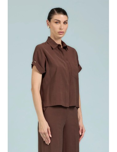 Take two - camicia m/m in cupro dk03011 moro