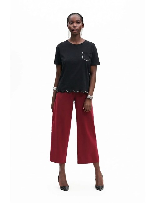 Fresh flower - t-shirt con smerlo fd553 nero