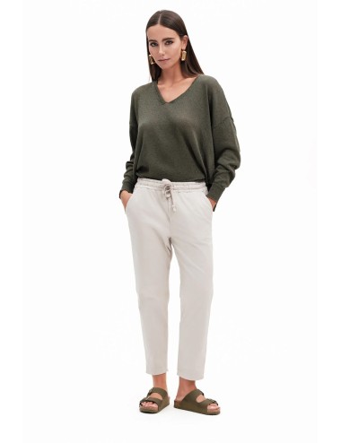 Maglia donna scollo v fresh flower tessuto leggero micropaillettes verde