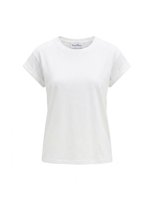 T-shirt donna fresh flower filo di scozia bianca con pochette