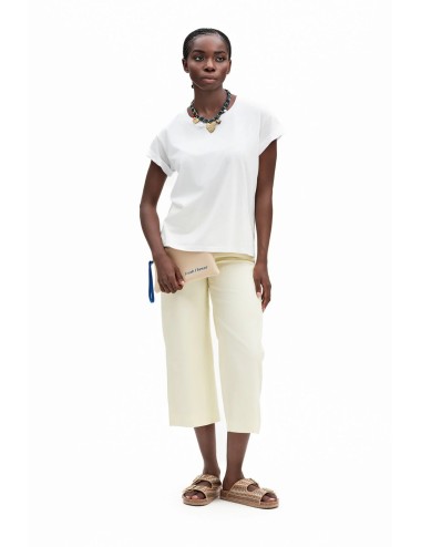 T-shirt donna fresh flower filo di scozia bianca con pochette